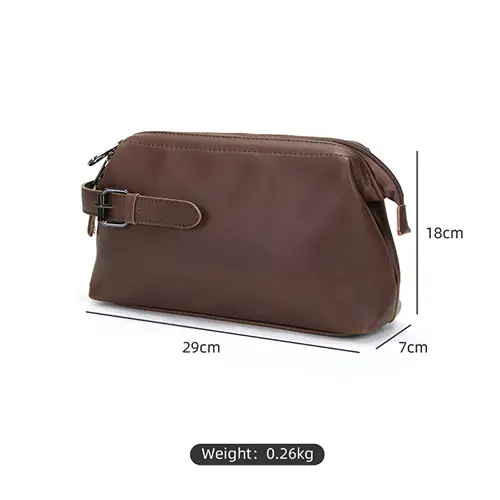 New Portable Promotional Simple Brown Ladies Large Leather Dopp Toiletry Travel Bag